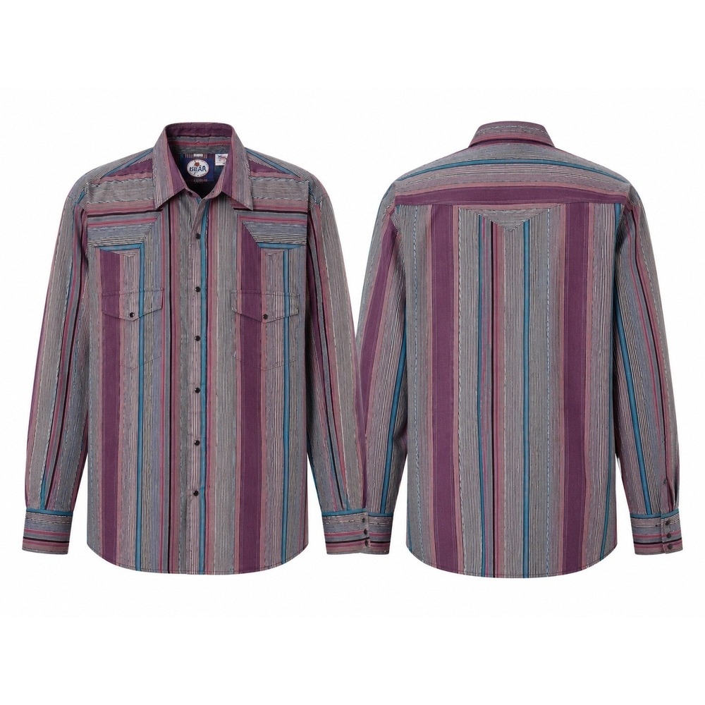 Vintage Prior Men's Western Shirt 17-33 Striped Pearl Snaps Made In USA B1